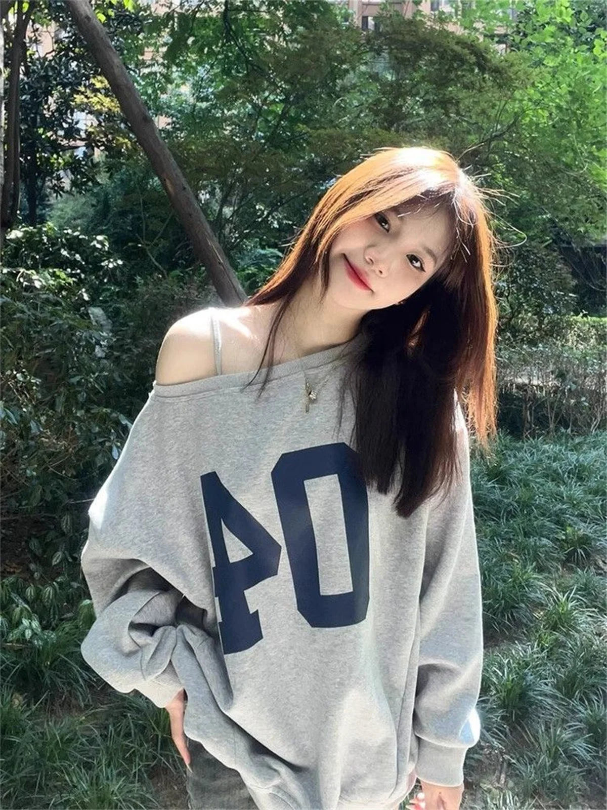 بلوزة فضفاضة قابلة للعكس بغطاء رأس للنساء بكتف عريض، سترة أمريكية عتيقة فضفاضة مكشوفة الكتفين للفتيات الرائعات في الخريف