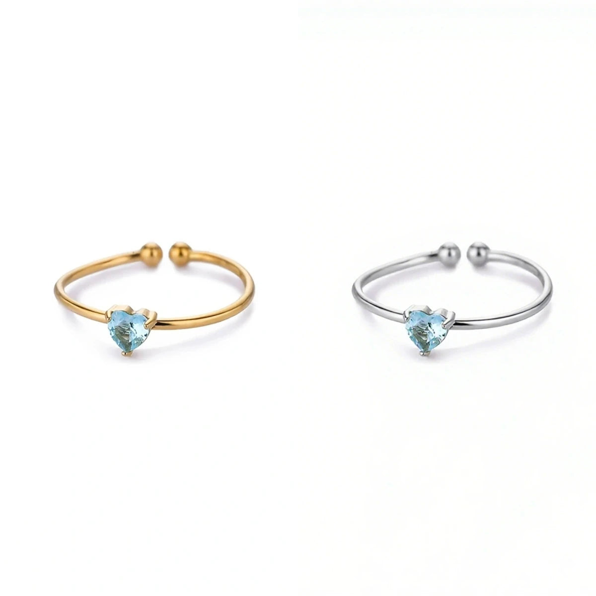 خواتم مفتوحة على شكل قلب ملون مرصعة بالزركون المكعب للنساء، خاتم أميرة أنيق بلون ذهبي من الفولاذ المقاوم للصدأ، هدية زفاف