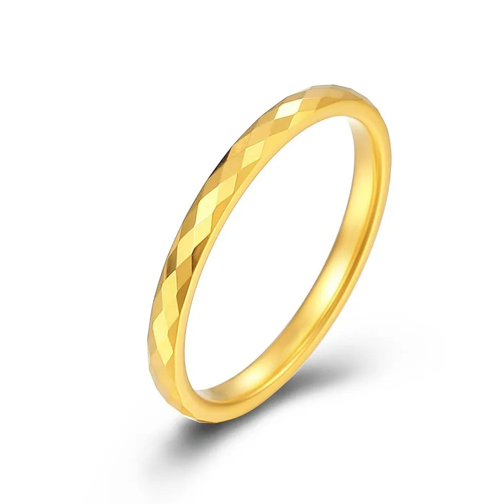 خاتم أنيق من الفولاذ المقاوم للصدأ بسمك 2 مم، مناسب للنساء والرجال، مصقول للغاية، خاتم زفاف أو خطوبة أو وعد، خاتم عصري قابل للتكديس