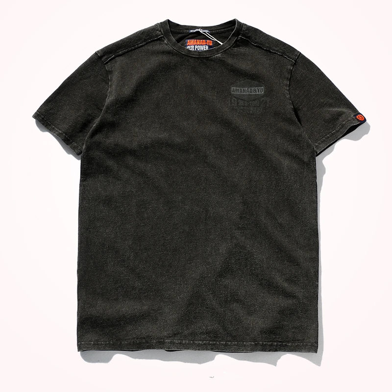 تي شيرت صيفي جديد بأكمام قصيرة ورقبة مستديرة وطول متوسط ​​من القطن الخالص للرجال