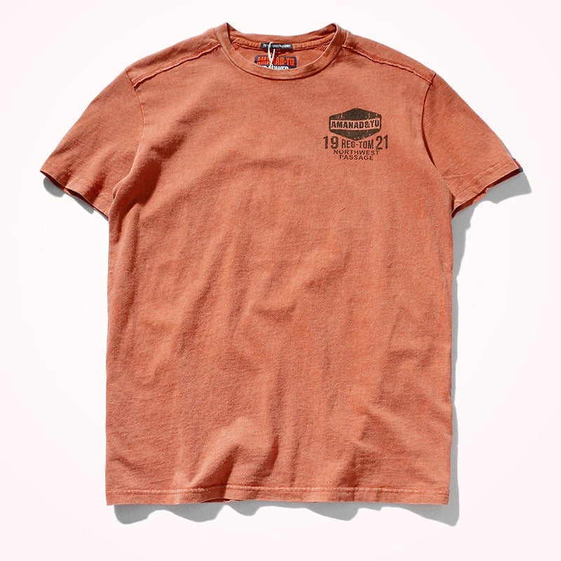 تي شيرت صيفي جديد بأكمام قصيرة ورقبة مستديرة وطول متوسط ​​من القطن الخالص للرجال