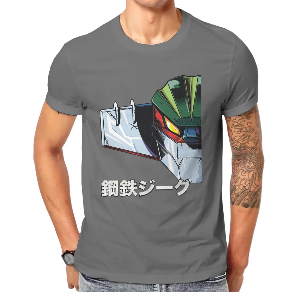 تي شيرت Mechas 02 Steel Jeeg Robot T Shirt كلاسيكي قوطي عالي الجودة تي شيرت فضفاض برقبة دائرية ملابس رجالية