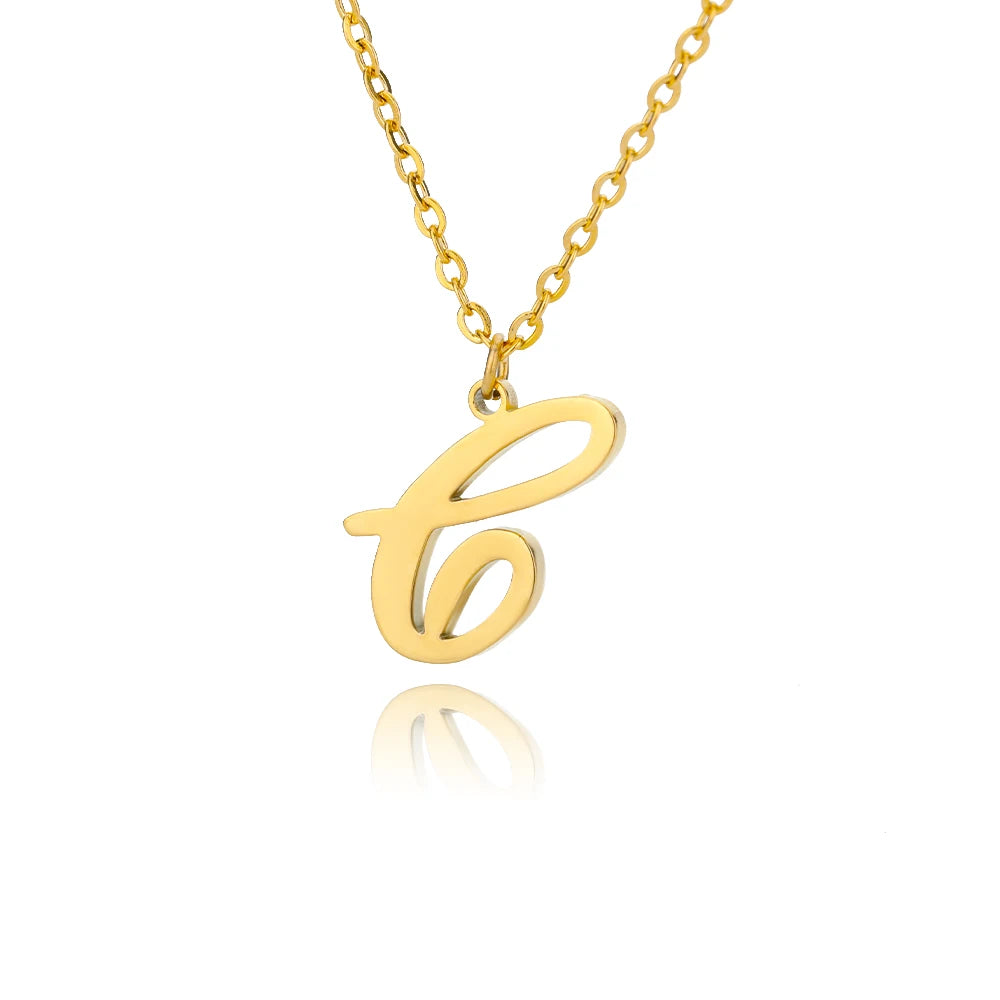 Dainty Initial Letter Necklaces For Women Gold Color Minimalist  Stainless Steel Initial Necklace Femme Wedding Jewelry Gift