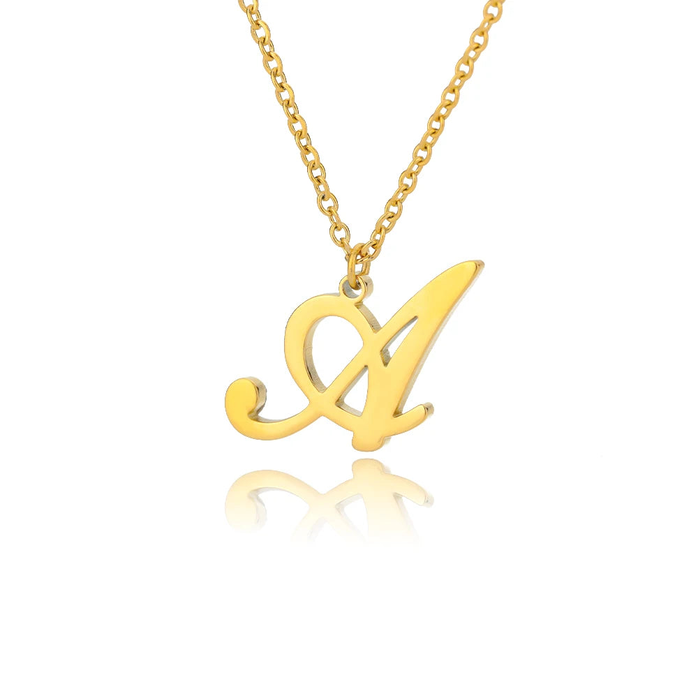 Dainty Initial Letter Necklaces For Women Gold Color Minimalist  Stainless Steel Initial Necklace Femme Wedding Jewelry Gift