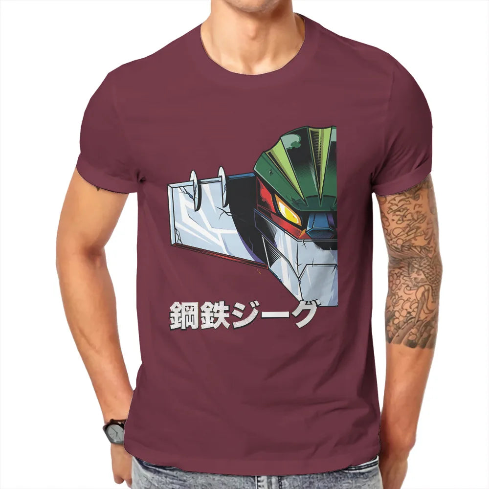 تي شيرت Mechas 02 Steel Jeeg Robot T Shirt كلاسيكي قوطي عالي الجودة تي شيرت فضفاض برقبة دائرية ملابس رجالية