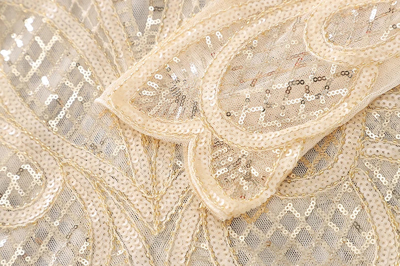 تي شيرت نسائي مثير كاجوال من القماش الشبكي المستقيم المزين بالترتر برقبة دائرية وأكمام طويلة باللون الأسود والبيج والوردي مقاس 52#