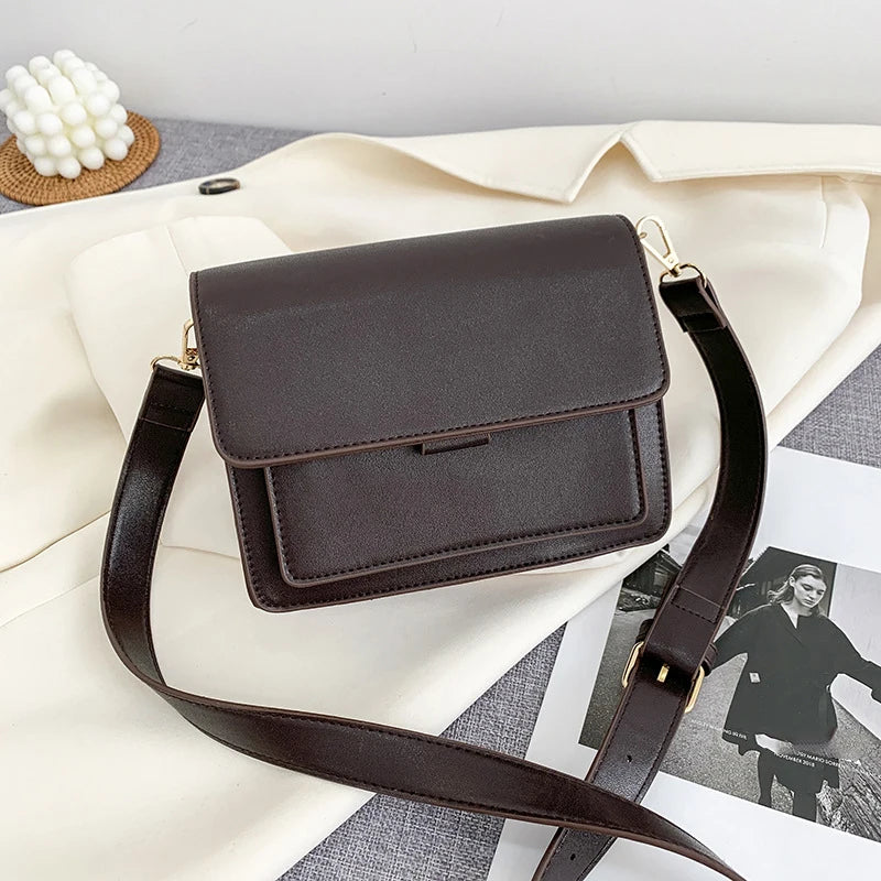 حقيبة يد صغيرة فاخرة بتصميم أنيق للنساء، مصنوعة من جلد البولي يوريثان عالي الجودة، مناسبة للاستخدام اليومي، بلون موحد، بتصميم كلاسيكي، حقيبة كروسبودي، حقيبة مراسلة