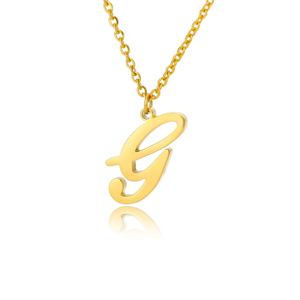 Dainty Initial Letter Necklaces For Women Gold Color Minimalist  Stainless Steel Initial Necklace Femme Wedding Jewelry Gift