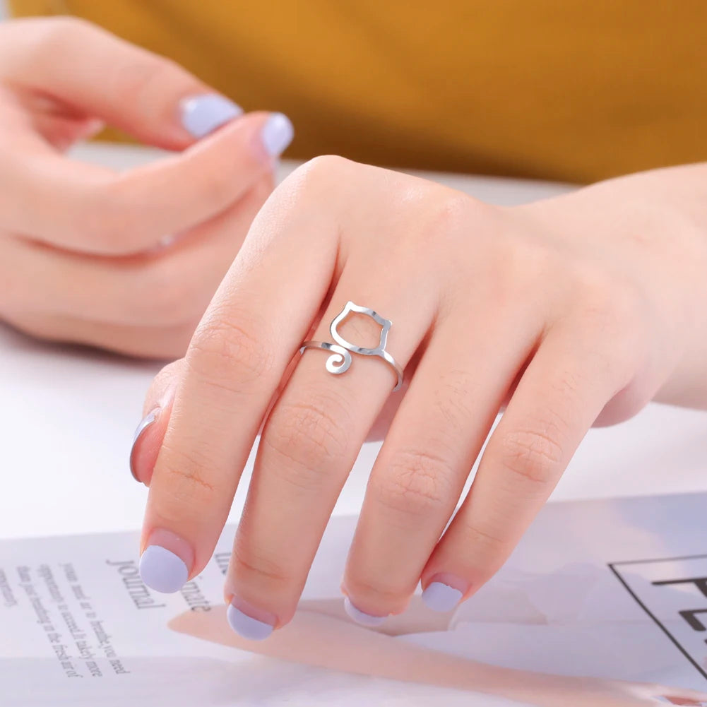 خاتم تيمر من الفولاذ المقاوم للصدأ، خواتم نسائية وفتيات وأزواج، بتصميمات على شكل قلب، مخلب قطة، زهرة، ثعبان، نجمة، موسيقى، خاتم قابل للتعديل، هدية مجوهرات