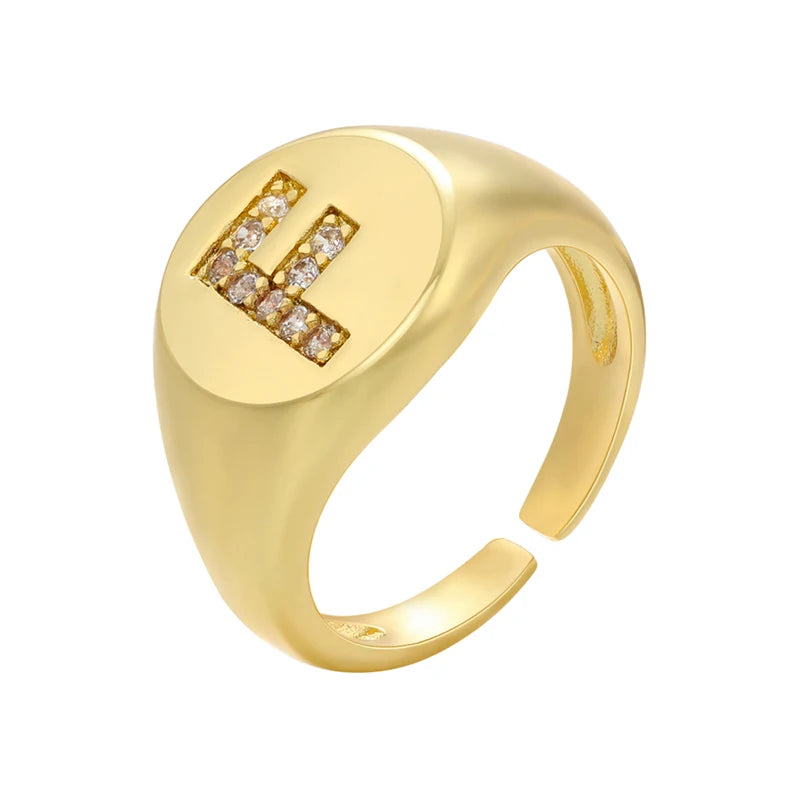 خواتم ZHUKOU AZ الأولية للنساء والرجال، خاتم مميز مكون من 26 حرفًا، خواتم نسائية مرصعة بالكريستال، خواتم قابلة للتعديل، بيع بالجملة VJ165