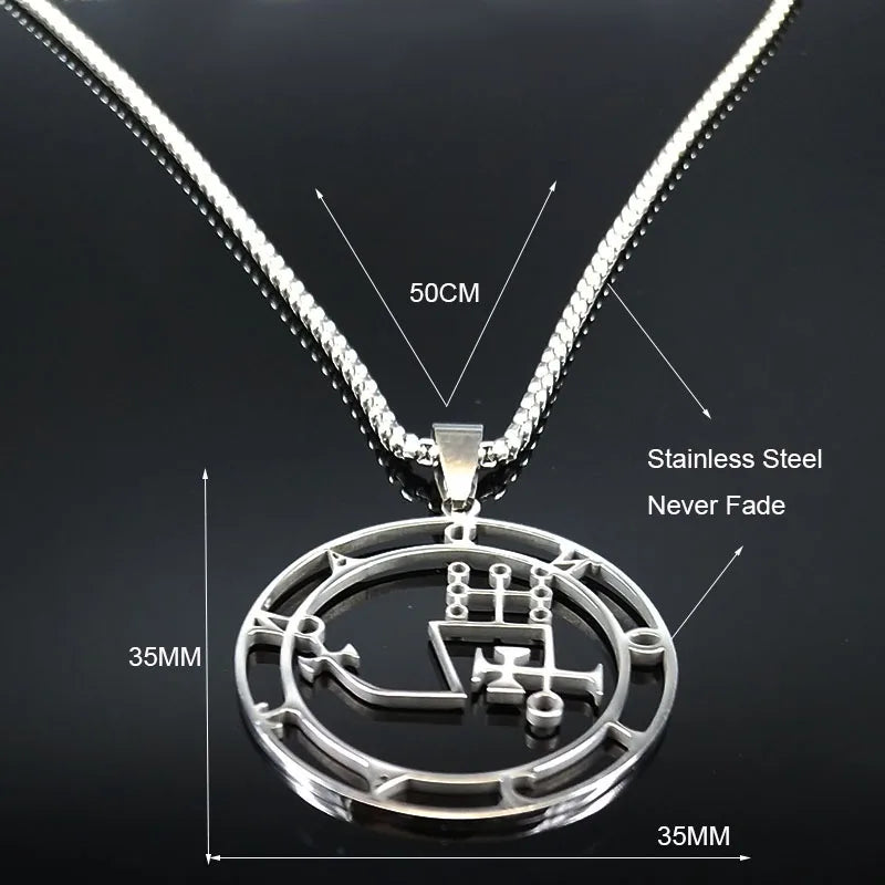 قلادة سيجيل من الفولاذ المقاوم للصدأ باللون الفضي، ختم دانتاليون سليمان، شيطان، سيجيل، قلادات، قلادات، مجوهرات، رقم N7150S03