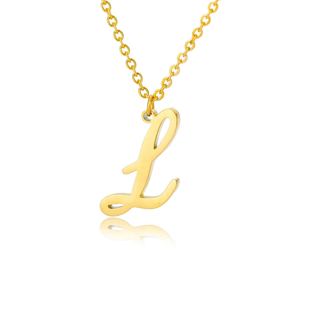 Dainty Initial Letter Necklaces For Women Gold Color Minimalist  Stainless Steel Initial Necklace Femme Wedding Jewelry Gift