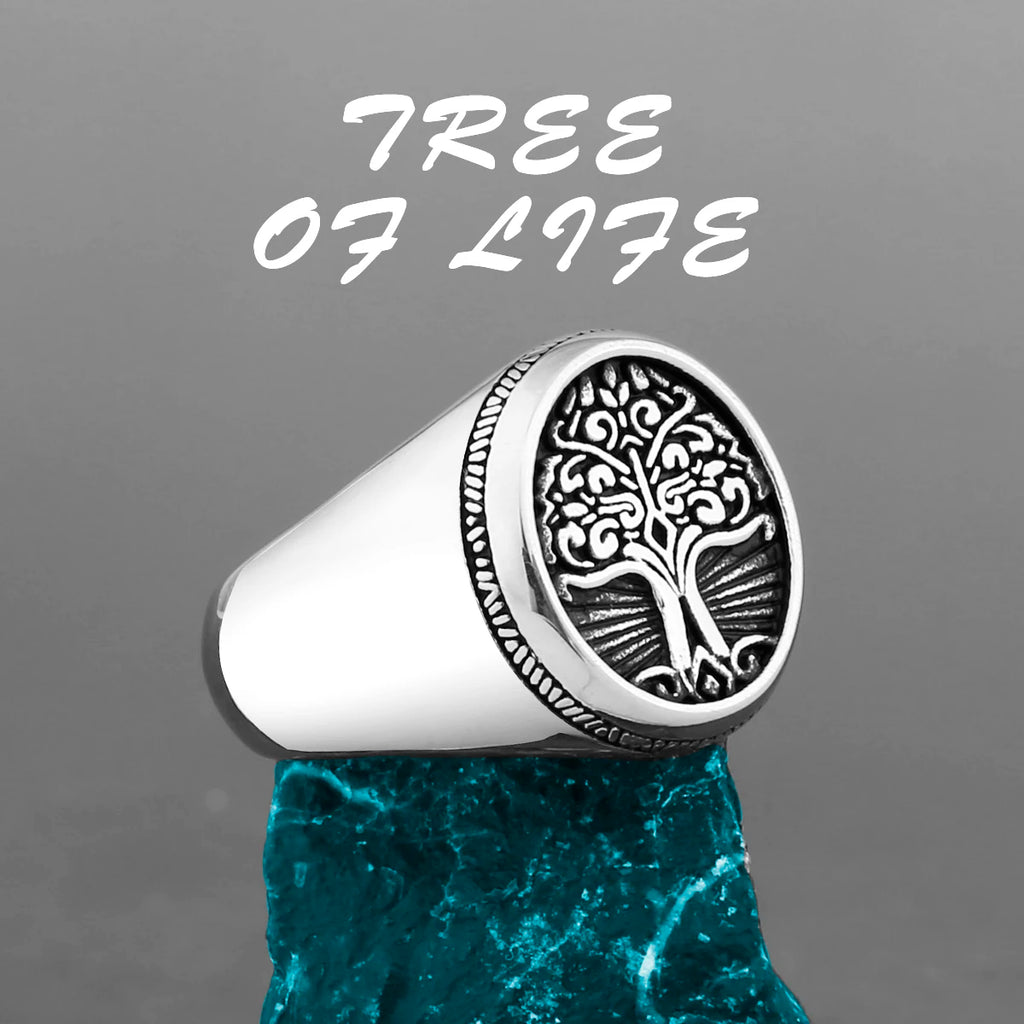 خاتم فايكنج نورديك من الفولاذ المقاوم للصدأ مرساة بوصلة شجرة الحياة فايكنج رون الذئب خاتم للرجال والنساء مصنع مجوهرات بالجملة
