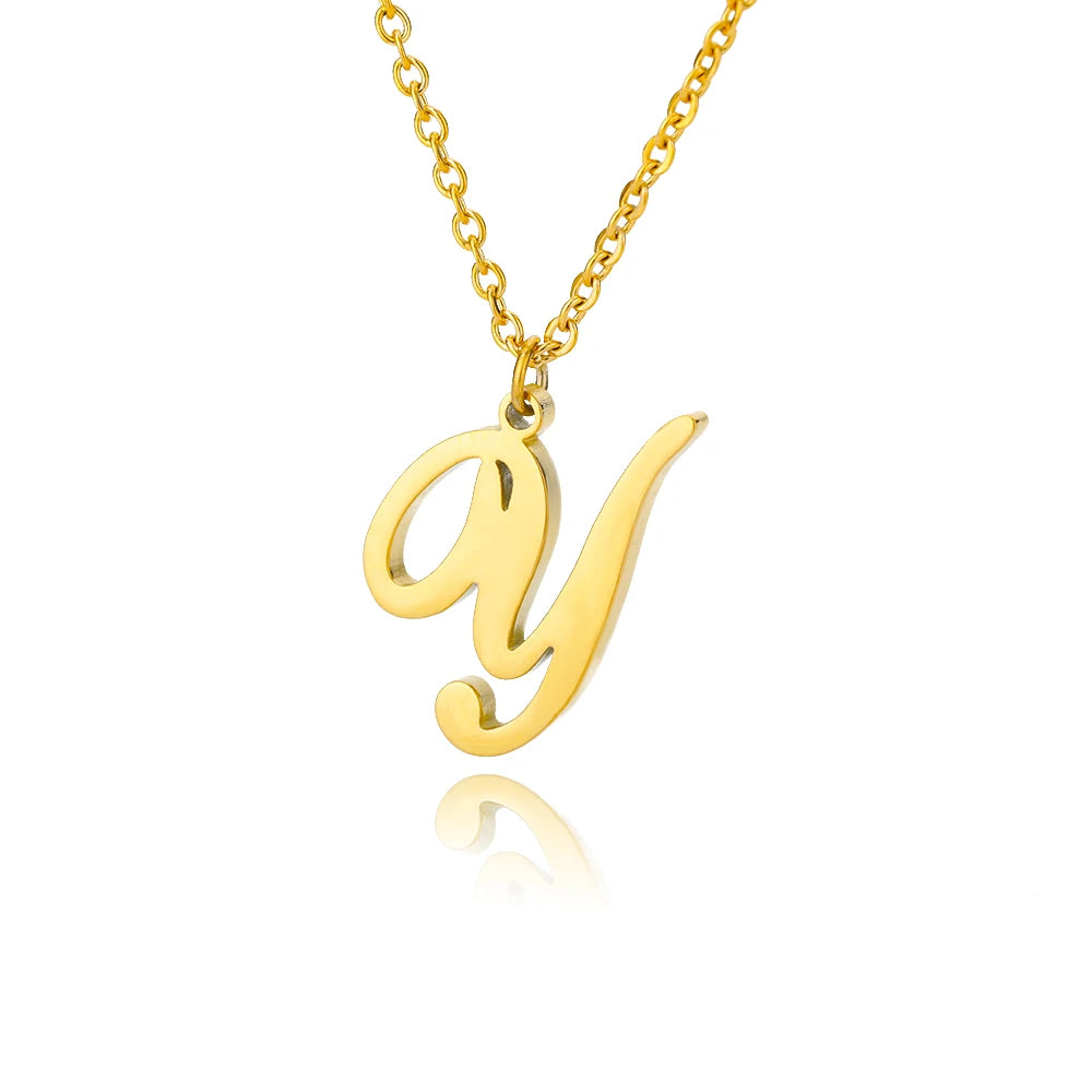 Dainty Initial Letter Necklaces For Women Gold Color Minimalist  Stainless Steel Initial Necklace Femme Wedding Jewelry Gift