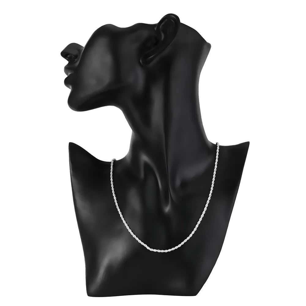 قلادة BAYTTLING الجديدة من الفضة الإسترلينية عيار 925 بمقاس 16/18/20/22/24 بوصة، سلسلة حبل ملتوية 2 مم، للنساء والرجال، مجوهرات زفاف أنيقة، هدية