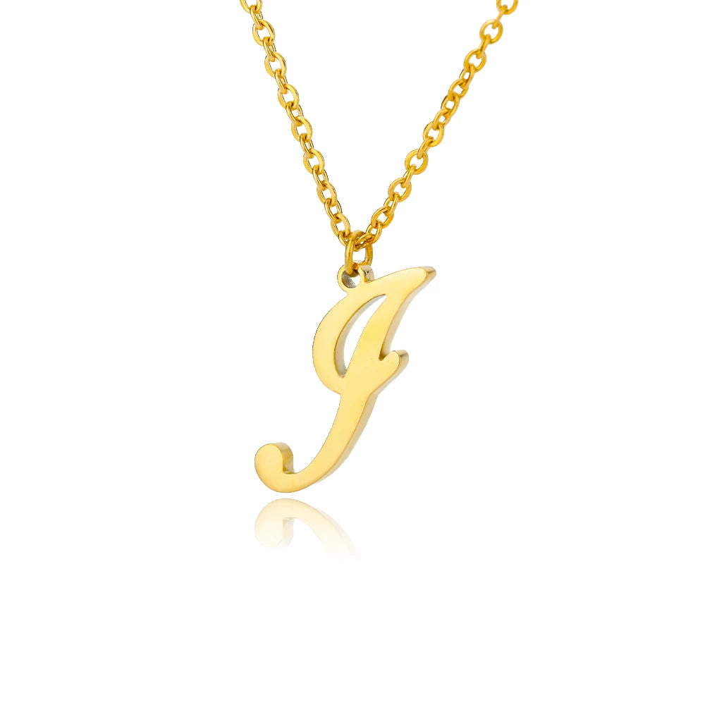 Dainty Initial Letter Necklaces For Women Gold Color Minimalist  Stainless Steel Initial Necklace Femme Wedding Jewelry Gift