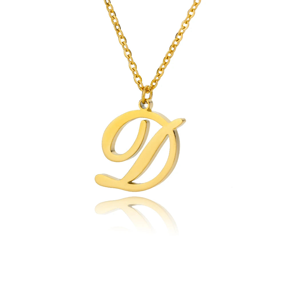 Dainty Initial Letter Necklaces For Women Gold Color Minimalist  Stainless Steel Initial Necklace Femme Wedding Jewelry Gift