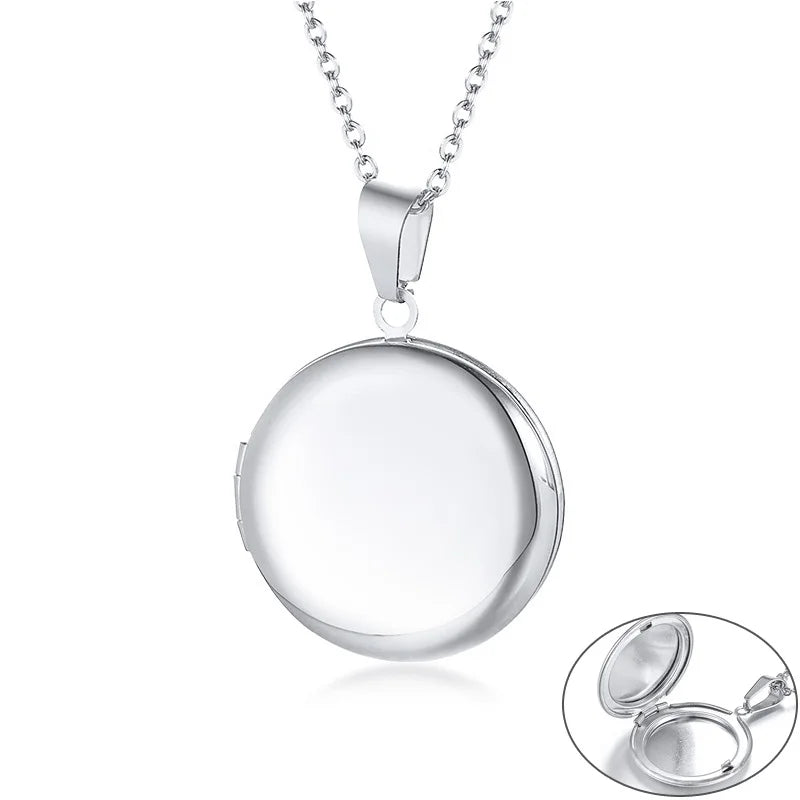 Delicate Floral Oval Heart Locket Pendant Necklaces for Women,Stainless Steel Photo Frame Promise Love Keepsake Gift