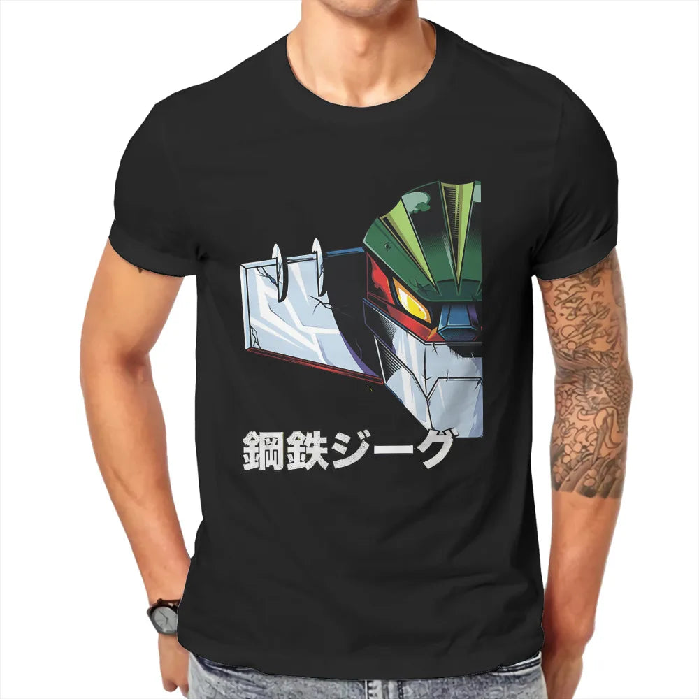 تي شيرت Mechas 02 Steel Jeeg Robot T Shirt كلاسيكي قوطي عالي الجودة تي شيرت فضفاض برقبة دائرية ملابس رجالية