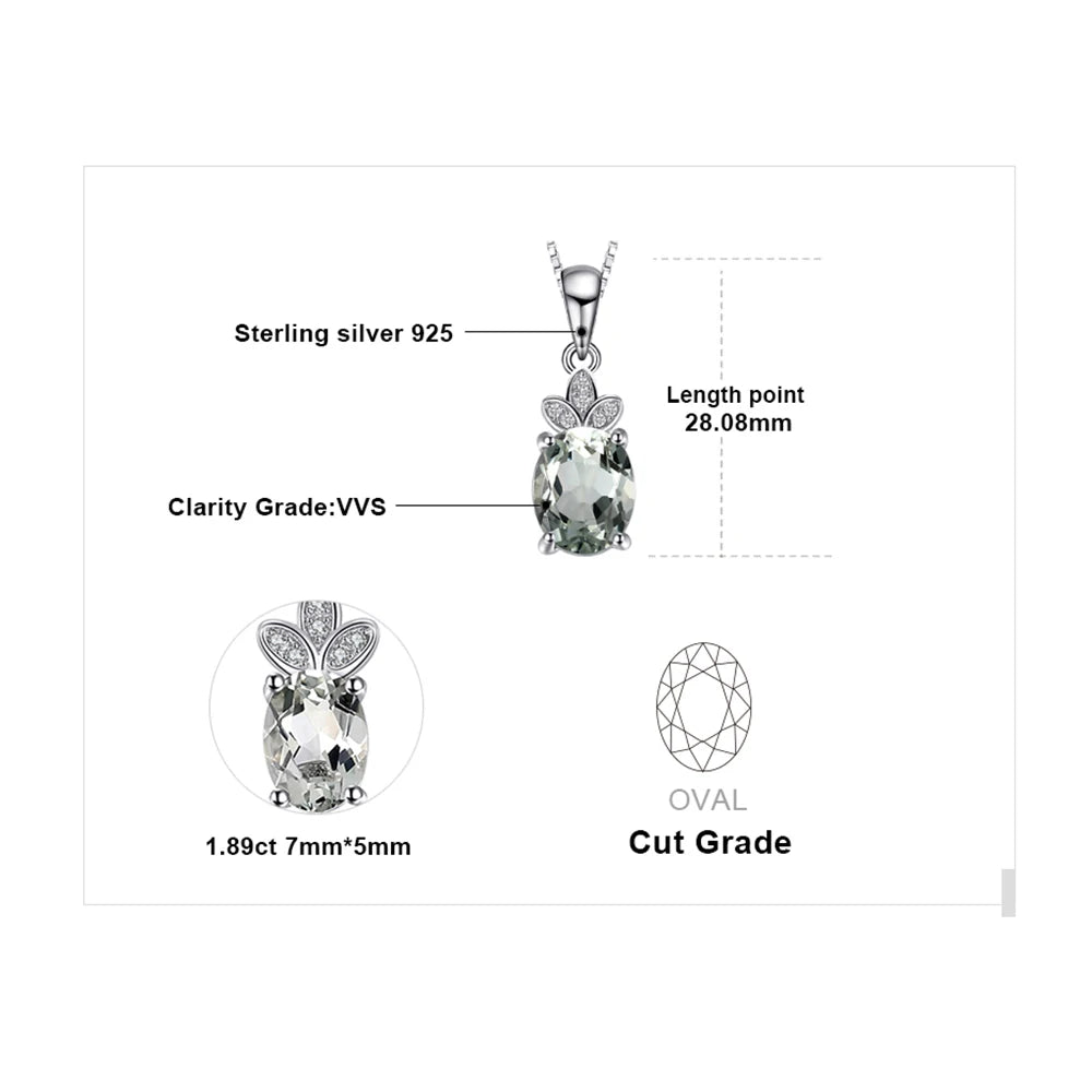 قلادة من الفضة الإسترلينية عيار 925 مصنوعة من حجر الجمشت الأخضر الأصلي عيار 1.8 قيراط من JewelryPalace، بدون سلسلة، للنساء