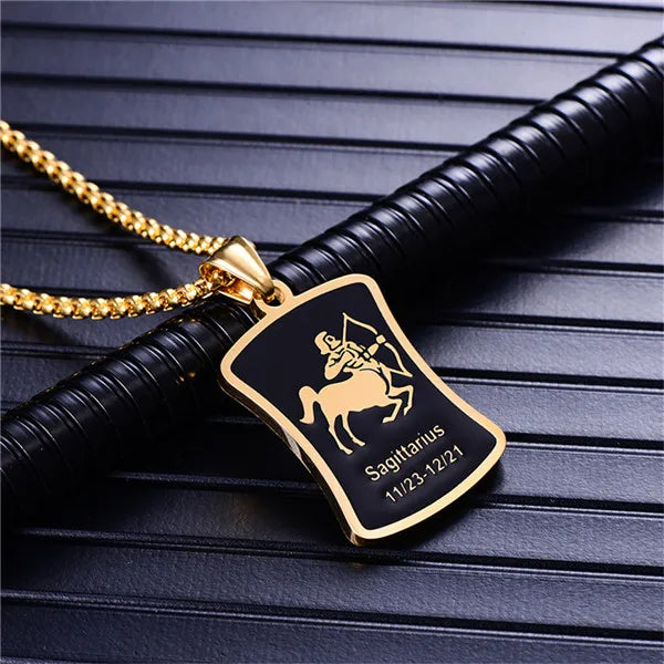 قلادة برج الأسد المكونة من 12 برجًا للرجال/النساء، هدايا أعياد الميلاد، مصنوعة من الفولاذ المقاوم للصدأ، قلادة برج العقرب باللون الذهبي، مجوهرات برج الأبراج