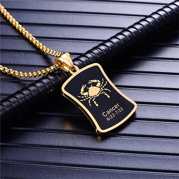قلادة برج الأسد المكونة من 12 برجًا للرجال/النساء، هدايا أعياد الميلاد، مصنوعة من الفولاذ المقاوم للصدأ، قلادة برج العقرب باللون الذهبي، مجوهرات برج الأبراج