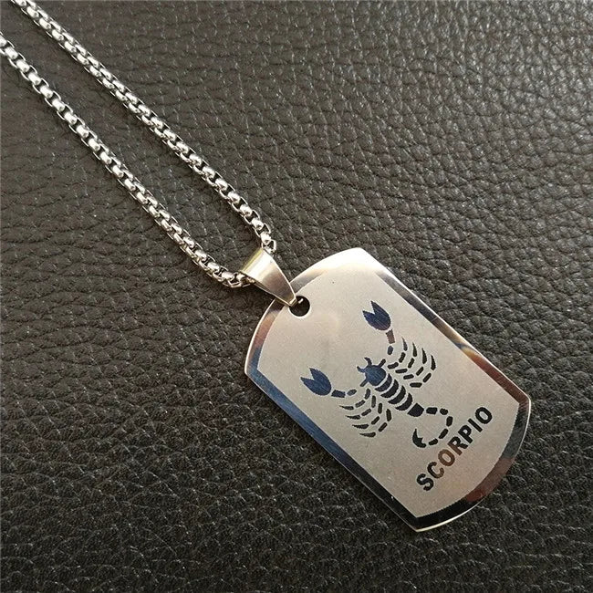 قلادة برج الأسد المكونة من 12 برجًا للرجال/النساء، هدايا أعياد الميلاد، مصنوعة من الفولاذ المقاوم للصدأ، قلادة برج العقرب باللون الذهبي، مجوهرات برج الأبراج