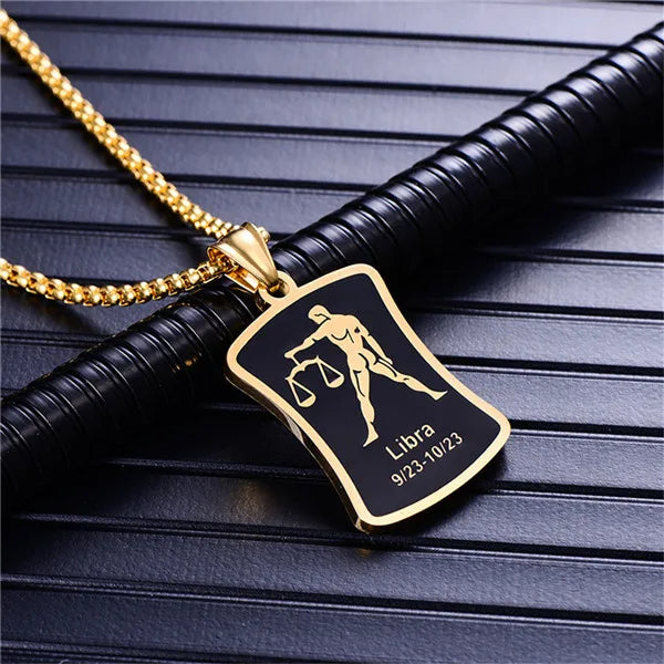 قلادة برج الأسد المكونة من 12 برجًا للرجال/النساء، هدايا أعياد الميلاد، مصنوعة من الفولاذ المقاوم للصدأ، قلادة برج العقرب باللون الذهبي، مجوهرات برج الأبراج