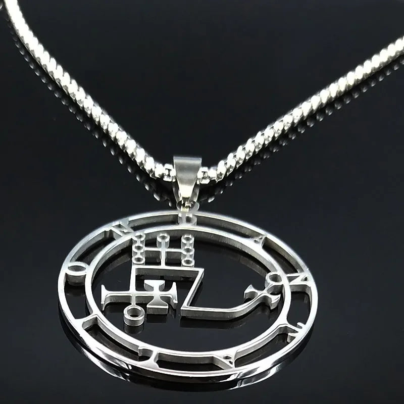 قلادة سيجيل من الفولاذ المقاوم للصدأ باللون الفضي، ختم دانتاليون سليمان، شيطان، سيجيل، قلادات، قلادات، مجوهرات، رقم N7150S03