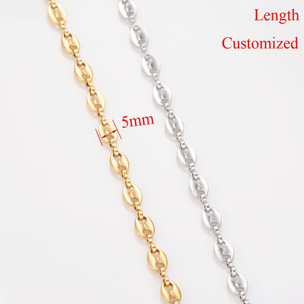 قطعة واحدة من قلادات سلاسل حبوب قهوة الهيب هوب المصنوعة من الفولاذ المقاوم للصدأ، سلاسل أنف الخنزير، أساور قلادة بانك