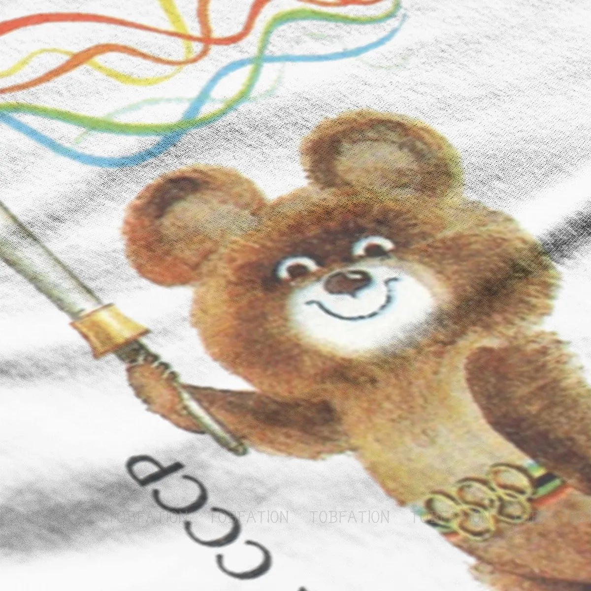 تي شيرت ميشا الدب من اتحاد الجمهوريات الاشتراكية السوفياتية، تي شيرت عتيق عالي الجودة، مقاس كبير، رقبة دائرية، ملابس رجالية