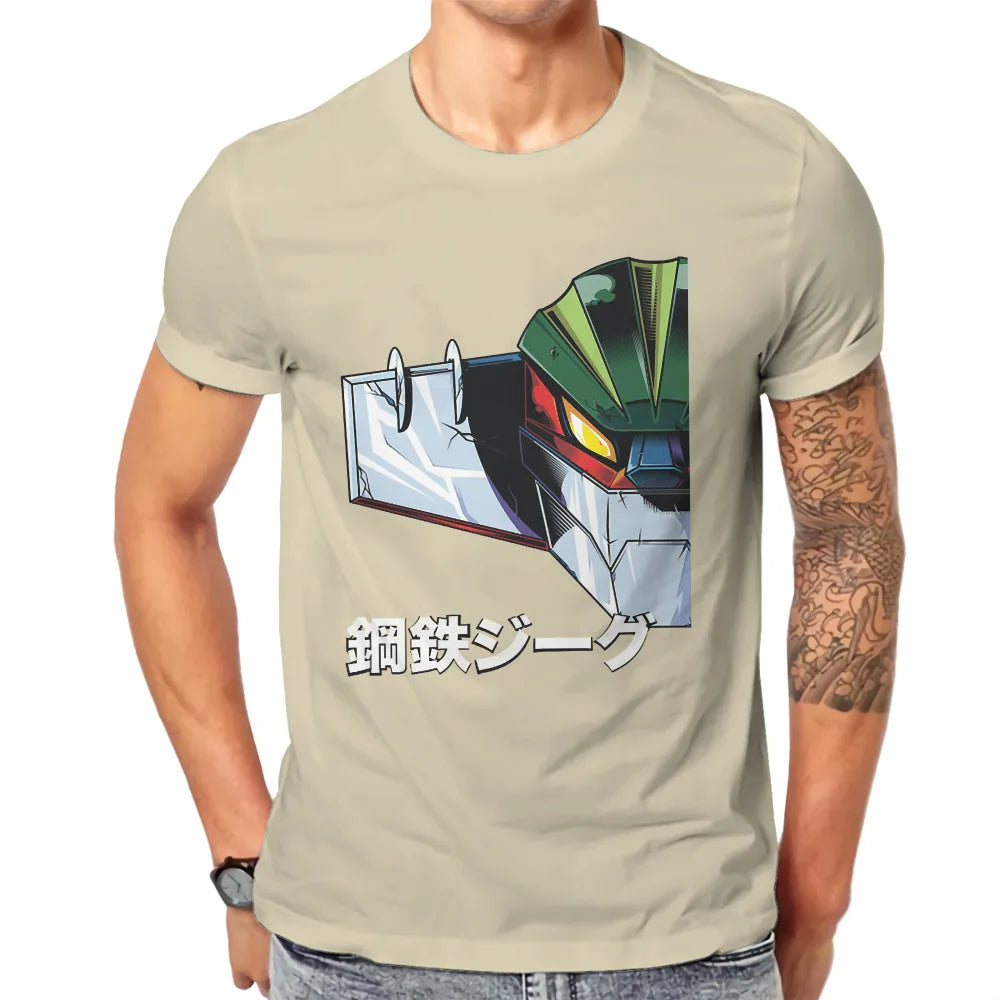تي شيرت Mechas 02 Steel Jeeg Robot T Shirt كلاسيكي قوطي عالي الجودة تي شيرت فضفاض برقبة دائرية ملابس رجالية