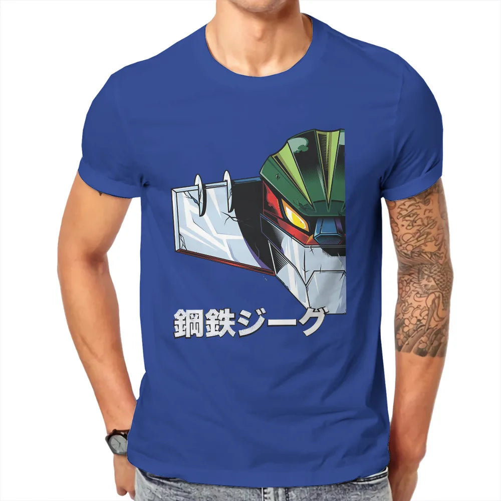 تي شيرت Mechas 02 Steel Jeeg Robot T Shirt كلاسيكي قوطي عالي الجودة تي شيرت فضفاض برقبة دائرية ملابس رجالية
