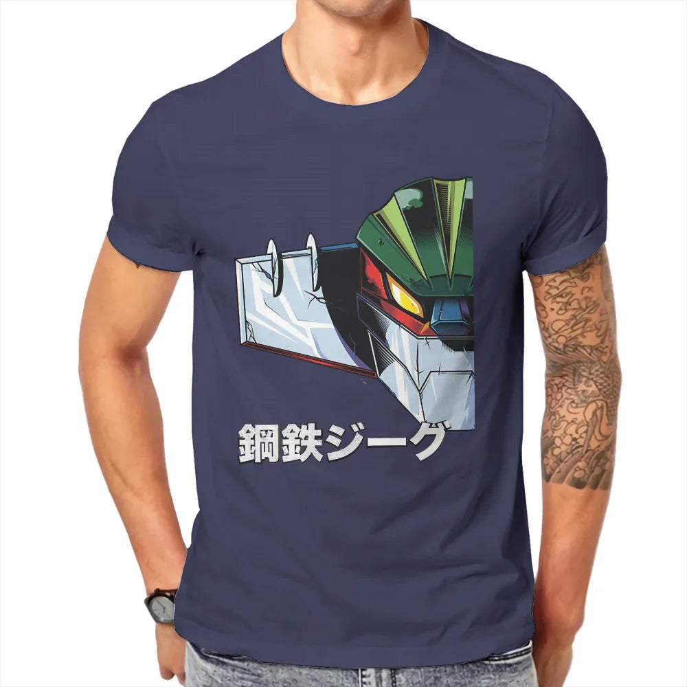 تي شيرت Mechas 02 Steel Jeeg Robot T Shirt كلاسيكي قوطي عالي الجودة تي شيرت فضفاض برقبة دائرية ملابس رجالية