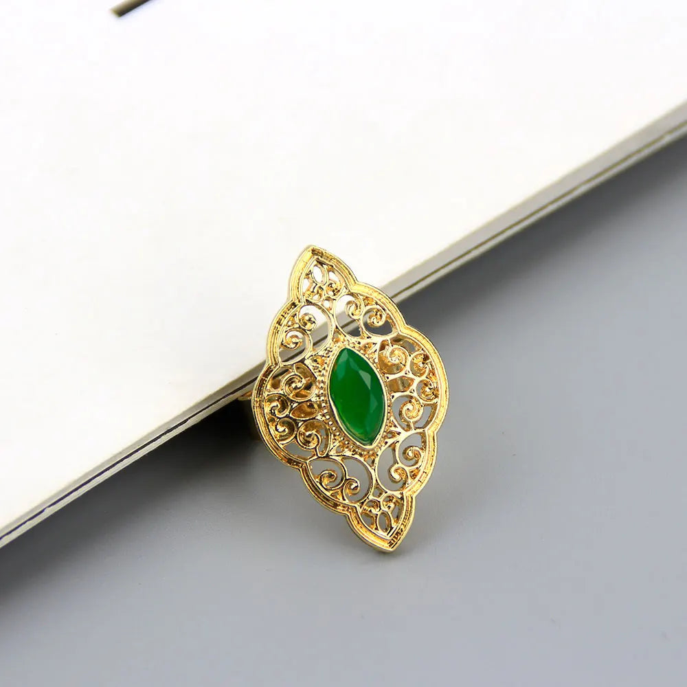 خاتم أنيق بلون ذهبي بنقشة عربية للنساء، خاتم بوهيمي مفتوح، مجوهرات زفاف مرصعة بالكريستال، هدية للعروس الأفريقية الذهبية لعام 2020