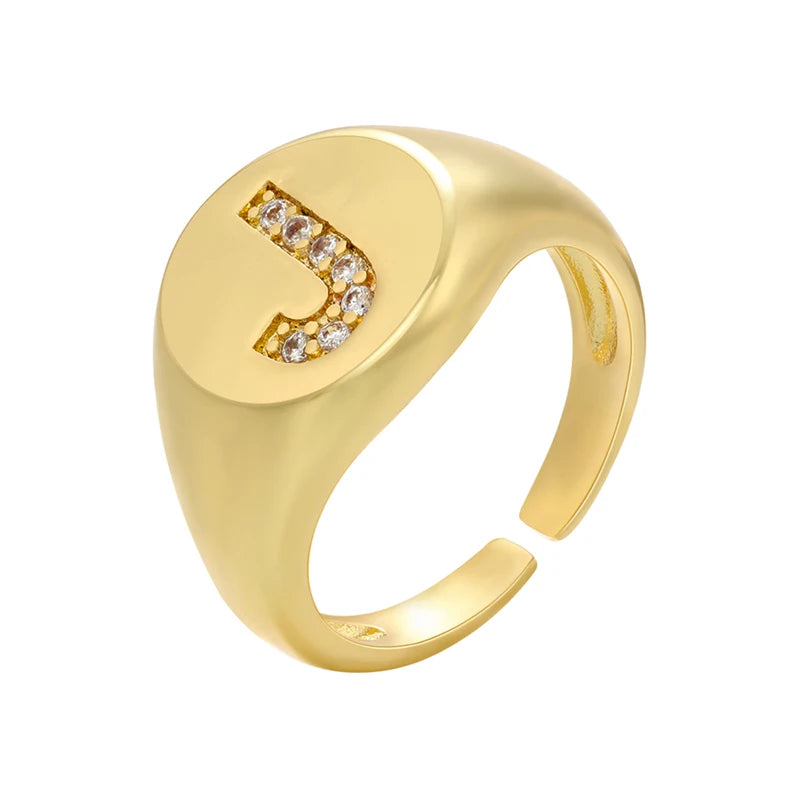 خواتم ZHUKOU AZ الأولية للنساء والرجال، خاتم مميز مكون من 26 حرفًا، خواتم نسائية مرصعة بالكريستال، خواتم قابلة للتعديل، بيع بالجملة VJ165