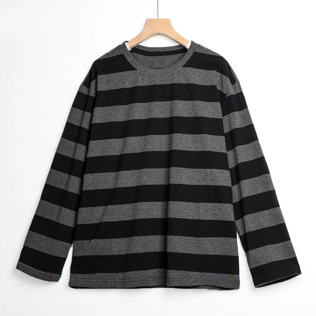 Striped T Shirt Women Casual Loose Long Sleeve Tops Female Streetwear Gothic Dark Shirts Spring Women T-shirt Vintage Blouse