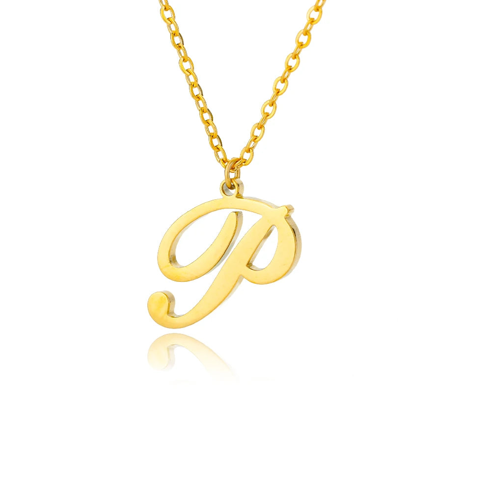 Dainty Initial Letter Necklaces For Women Gold Color Minimalist  Stainless Steel Initial Necklace Femme Wedding Jewelry Gift