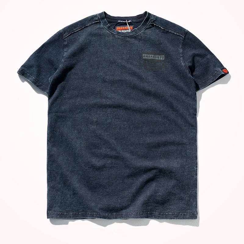 تي شيرت صيفي جديد بأكمام قصيرة ورقبة مستديرة وطول متوسط ​​من القطن الخالص للرجال