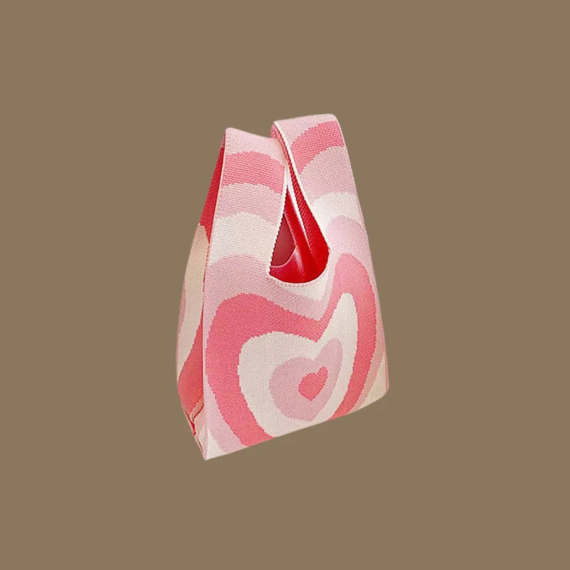 حقائب يد نسائية أنيقة مصنوعة يدويًا محبوكة، حقيبة معصم صغيرة بعقدة، حقيبة تسوق كورية كاجوال قابلة لإعادة الاستخدام