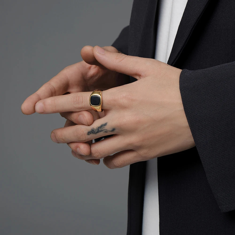 خاتم رجالي من VQYSKO، بتصميم بانك روك، مصنوع من الفولاذ المقاوم للصدأ 316L، خاتم أنيق للرجال، مناسب لحفلات الهيب هوب، مجوهرات بالجملة لحفلات الزفاف الرجالية