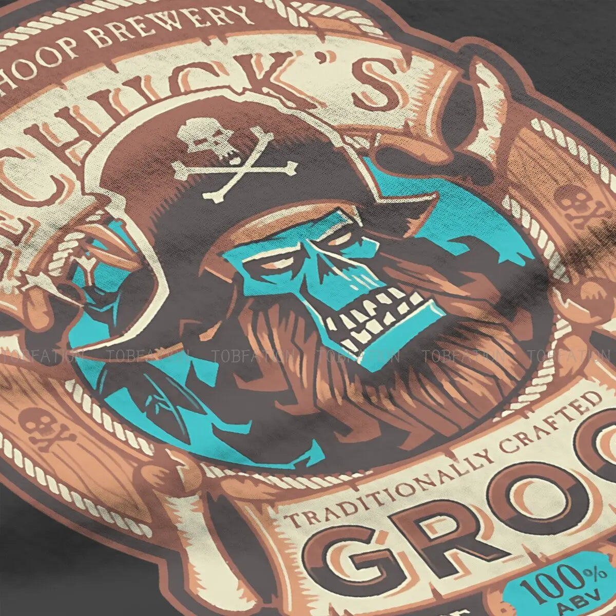 تي شيرت رجالي برقبة دائرية من Grog Craft Beer، لعبة Monkey Island، LeChuck Elaine Guybrush، تي شيرت كلاسيكي من القطن الخالص، مقاس كبير