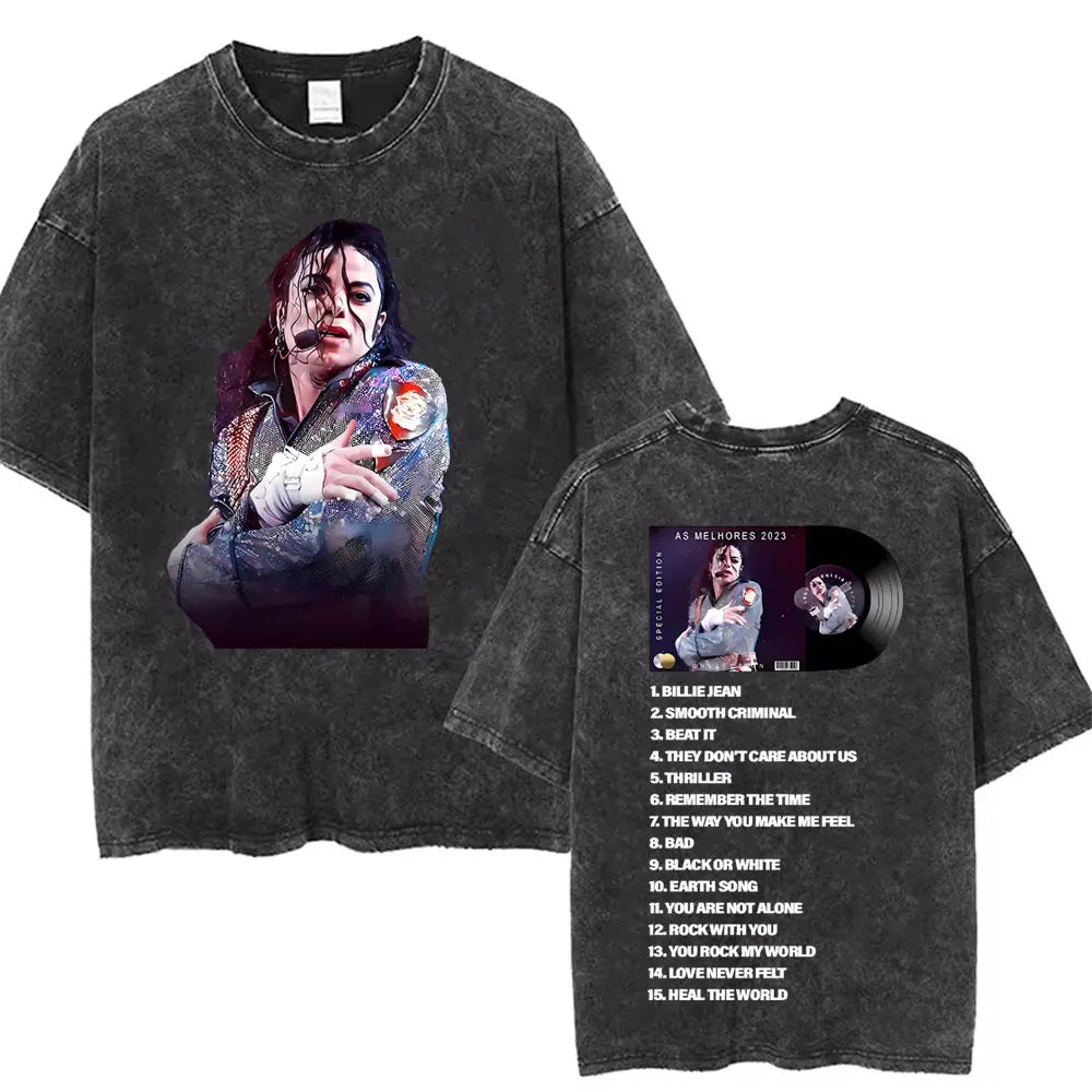 تي شيرت رجالي ونسائي عصري بتصميم كلاسيكي من مايكل جاكسون، تي شيرت رجالي كبير الحجم بتصميم روك قوطي عتيق، تي شيرت رجالي كبير الحجم بتصميم بانك