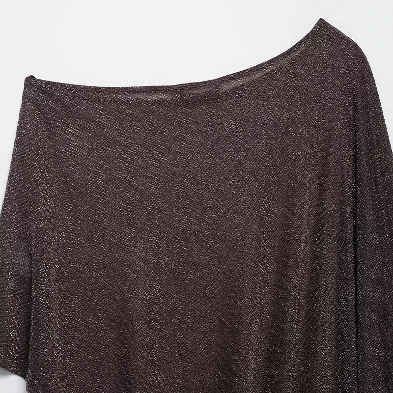 Willshela Women Fashion Coffee Pleated Asymmetrical Cape Shirt Vintage O-Neck Long Sleeves Female Chic Lady Blouse