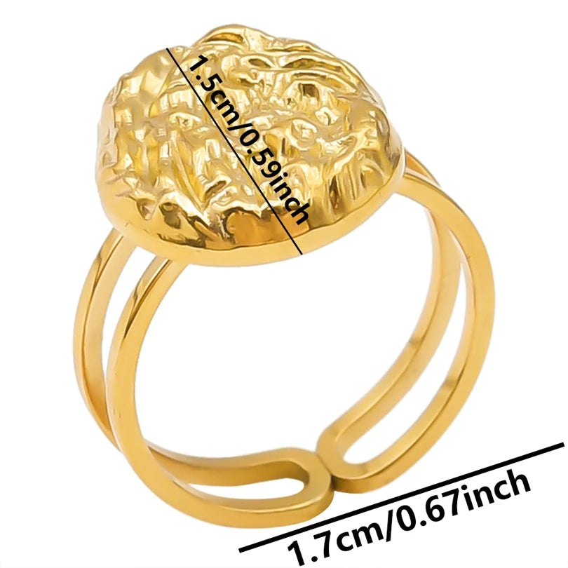 6 قطع/مجموعة خواتم أنيقة مطلية بالذهب الحقيقي من الفولاذ المقاوم للصدأ على شكل زهرة وقلب وحب وصليب خواتم مجوهرات للنساء والرجال إكسسوارات ساحرة