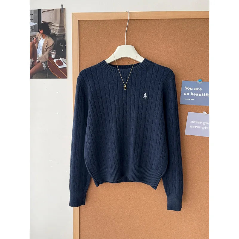 Women's Cashmere Knitted Sweater Embroidered Autumn Winter Layering Base Twist Knitwear Stylish Commute City Style Long Sleeve