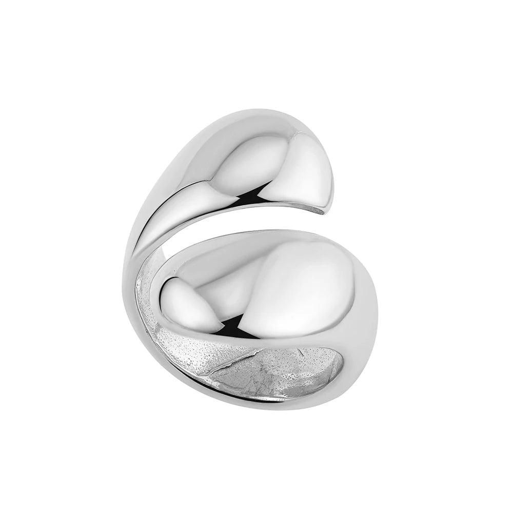 خواتم إبداعية من الفولاذ المقاوم للصدأ بلون ذهبي للنساء، بتصميم بانك جريء وغير منتظم، وخاتم دائري أملس على شكل قبة، قطعة مجوهرات مميزة، هدية مثالية.