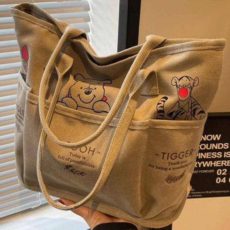 حقيبة يد نسائية من ديزني بير، ماركة فاخرة، حقيبة يد نسائية كبيرة الحجم متعددة الاستخدامات بتصميم كرتوني أنيق، حقيبة تسوق عصرية