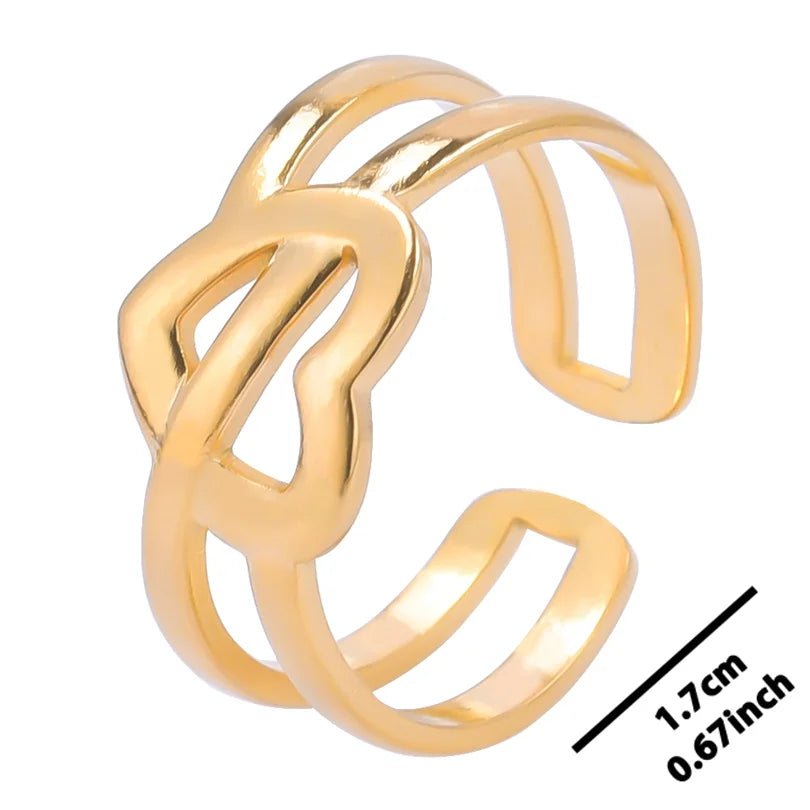 خواتم أنيقة مطلية بالذهب من الفولاذ المقاوم للصدأ، 6 قطع/مجموعة، بتصميمات زهور ونجوم وأوراق شجر وحب وثعبان، خواتم مجردة، مجوهرات نسائية بالجملة