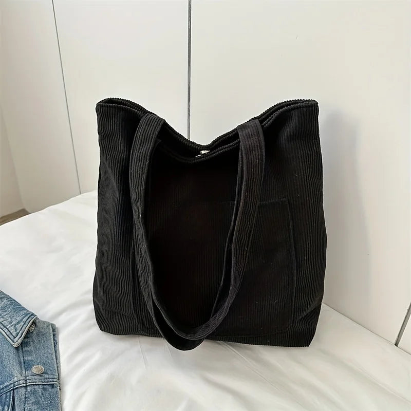 حقائب كتف نسائية من قماش مخملي كبير الحجم مزودة بإبزيم وحقيبة تسوق كاجوال أنيقة للتنقل